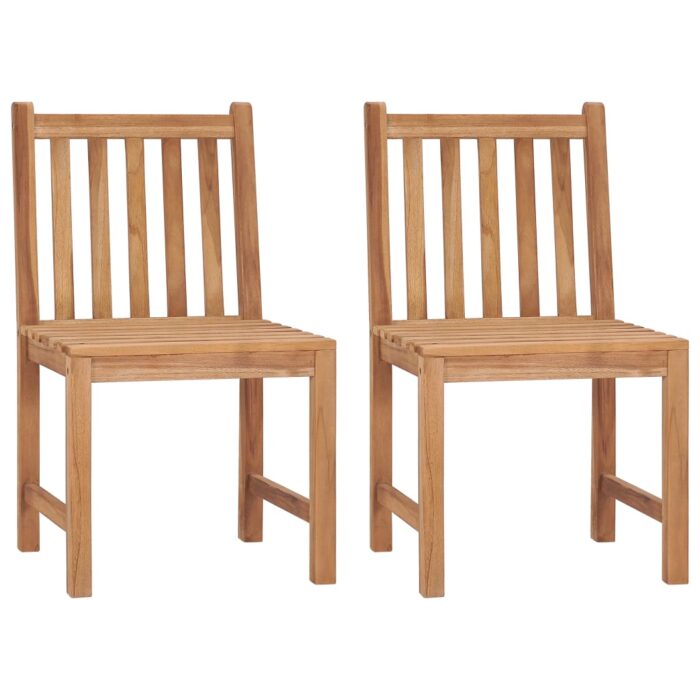 Chaises de jardin lot de 2 avec coussins Bois de teck massif – Image 2