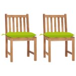 Chaises de jardin lot de 2 avec coussins Bois de teck massif