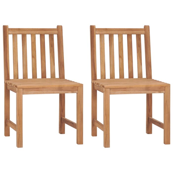 Chaises de jardin lot de 2 avec coussins Bois de teck massif – Image 2