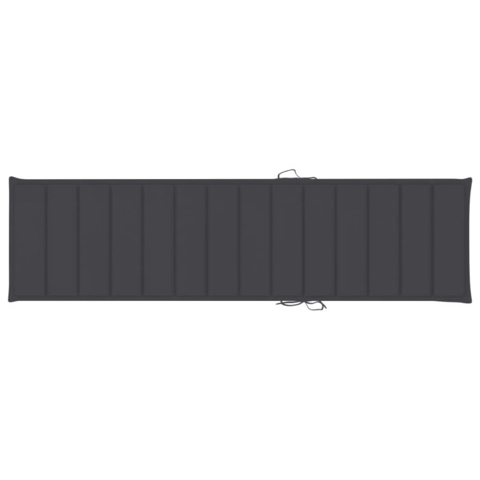 Chaise longue avec coussin anthracite Bois de teck solide – Image 10