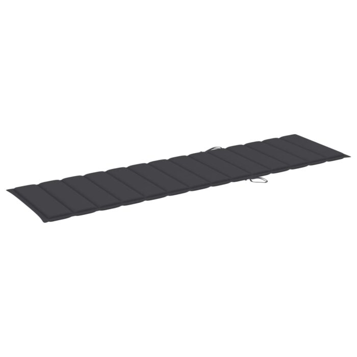 Chaise longue avec coussin anthracite Bois de teck solide – Image 11