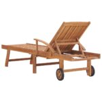 Chaise longue avec coussin anthracite Bois de teck solide – Image 3