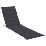 Chaise longue avec coussin anthracite Bois de teck solide – Image 9
