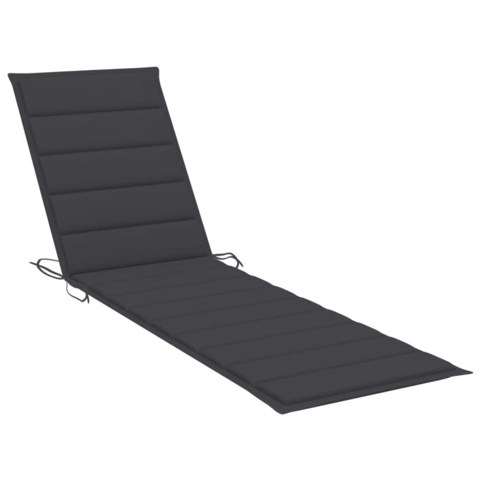 Chaise longue avec coussin anthracite Bois de teck solide – Image 9