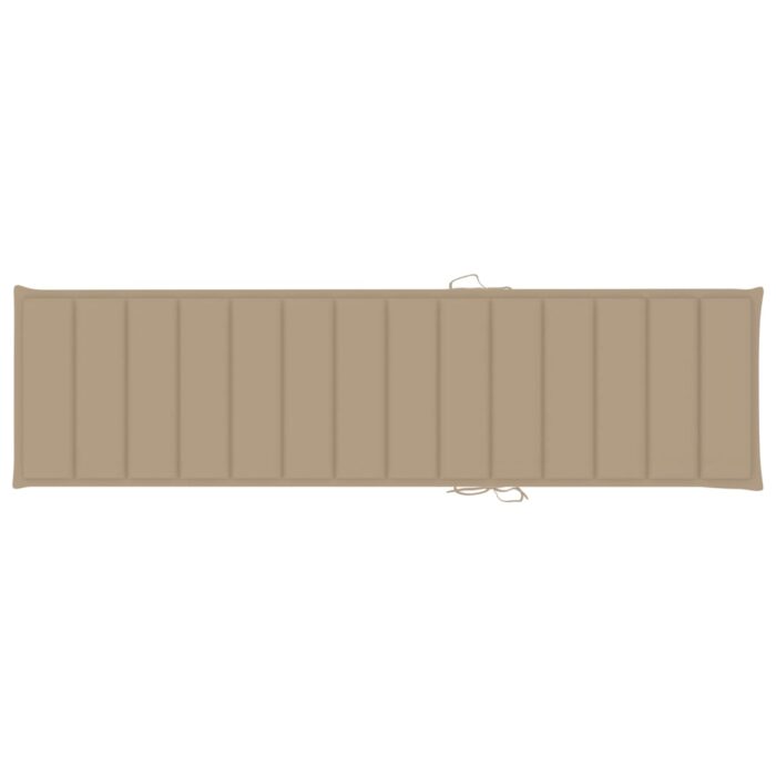 Chaise longue avec coussin beige Bois de teck solide – Image 12