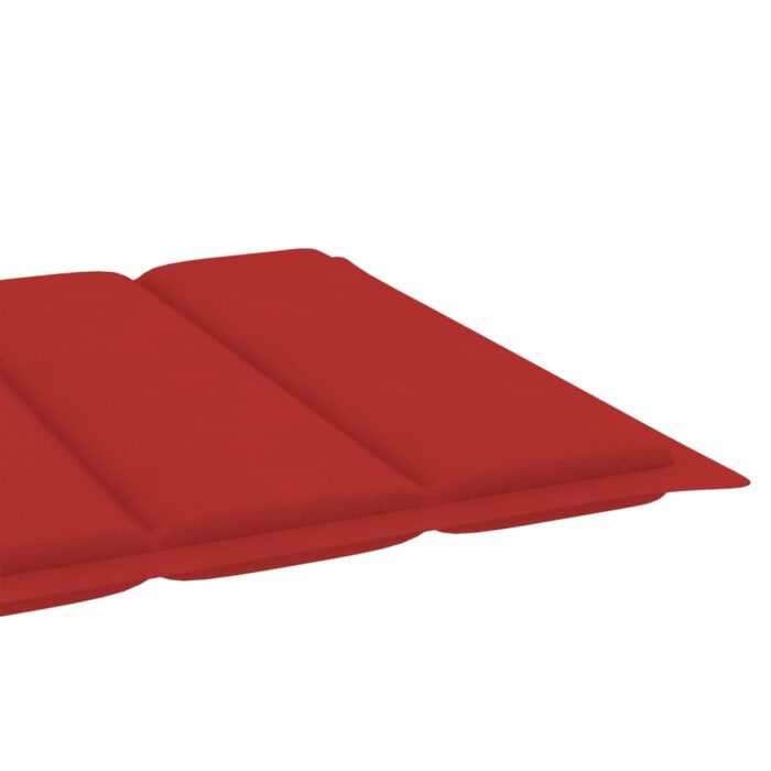 Chaise longue avec coussin rouge Bois de teck solide – Image 11