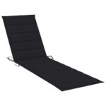 Chaise longue avec coussin noir Bois de teck solide – Image 9
