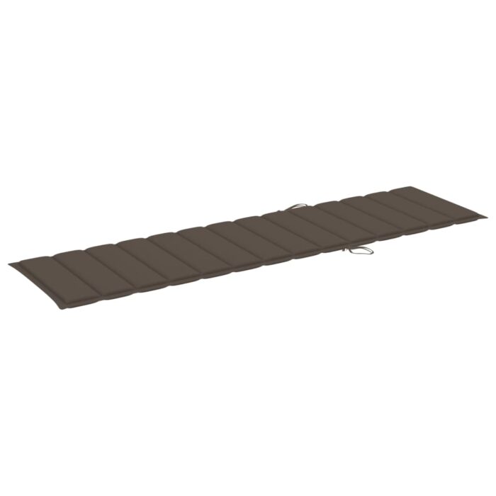 Chaise longue avec coussin taupe Bois de teck solide – Image 10