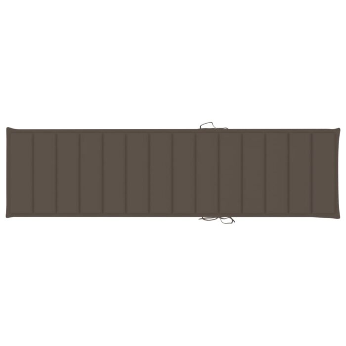 Chaise longue avec coussin taupe Bois de teck solide – Image 11