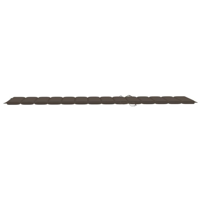 Chaise longue avec coussin taupe Bois de teck solide – Image 12