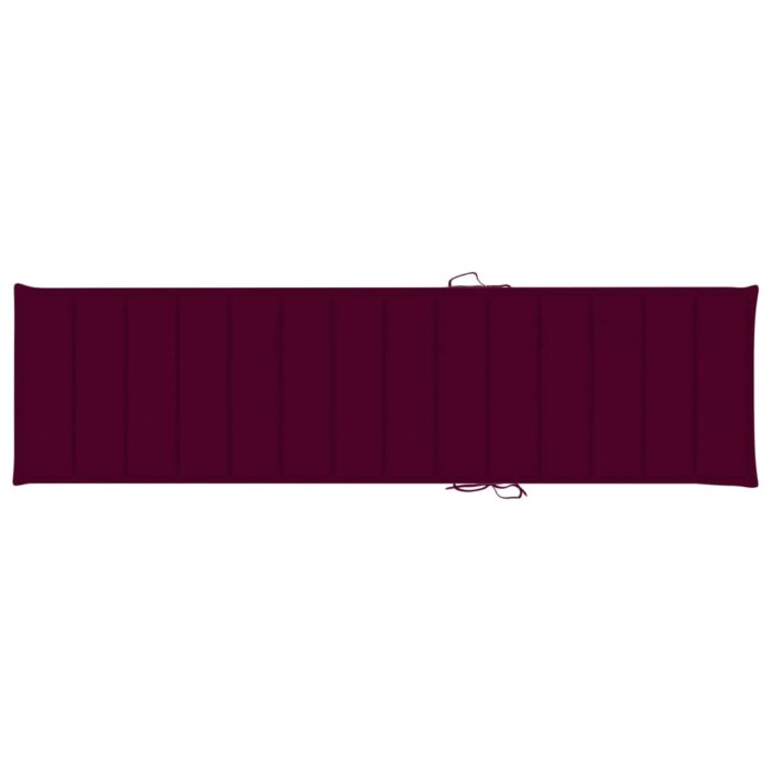 Chaise longue avec coussin rouge bordeaux Bois de teck solide – Image 11