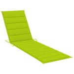 Chaise longue avec coussin vert vif Bois de teck solide – Image 9