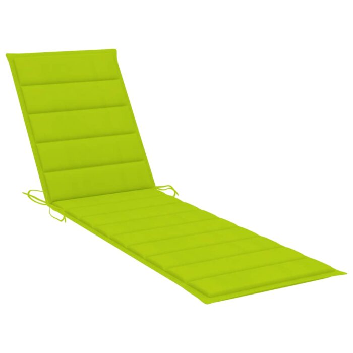 Chaise longue avec coussin vert vif Bois de teck solide – Image 9