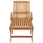 Chaise longue avec table et coussin Bois de teck solide – Image 4