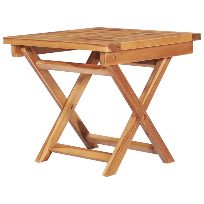 Chaise longue avec table et coussin Bois de teck solide – Image 3