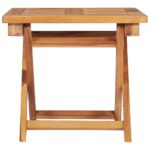 Chaise longue avec table et coussin Bois de teck solide – Image 4