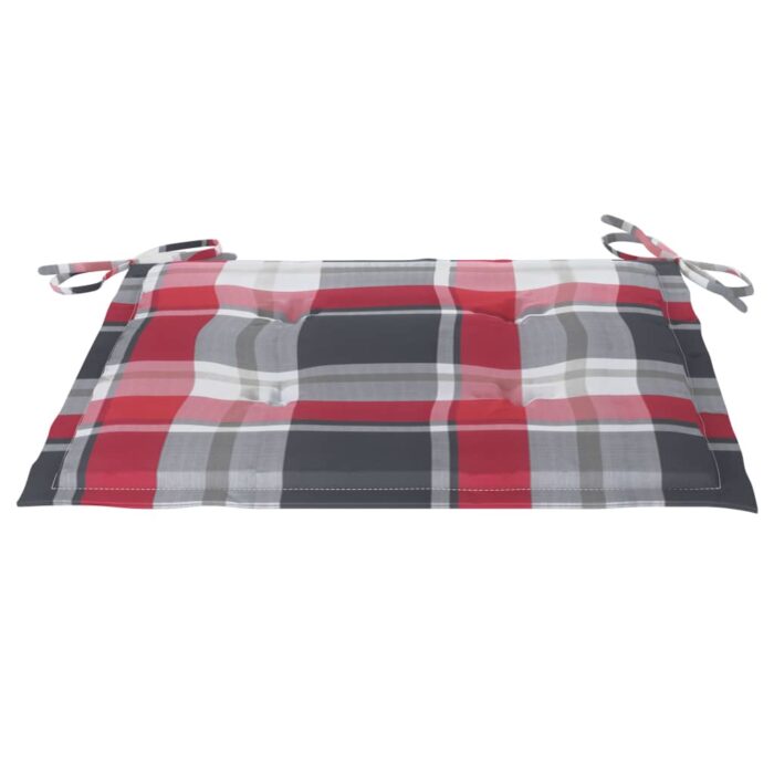 Chaises de jardin lot de 2 avec coussins à carreaux rouges Teck – Image 10
