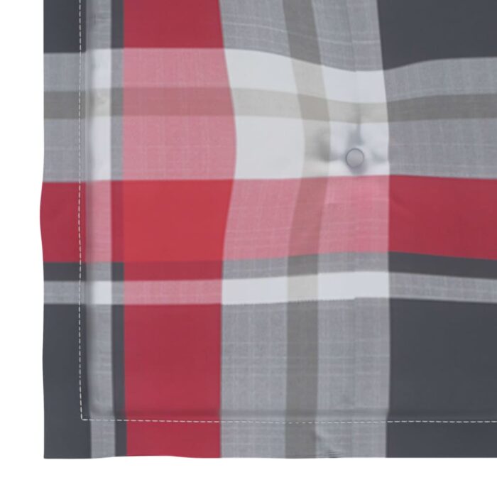 Chaises de jardin lot de 2 avec coussins à carreaux rouges Teck – Image 11