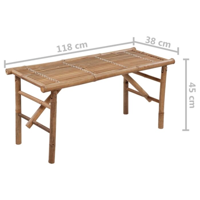 Banc de jardin pliable avec coussin 118 cm Bambou – Image 7