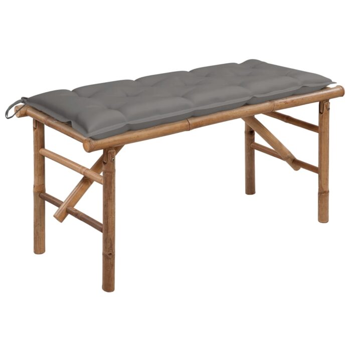 Banc de jardin pliable avec coussin 118 cm Bambou – Image 1