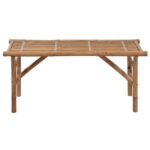 Banc de jardin pliable avec coussin 118 cm Bambou – Image 2