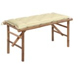 Banc de jardin pliable avec coussin 118 cm Bambou