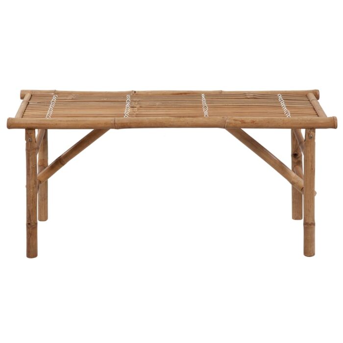 Banc de jardin pliable avec coussin 118 cm Bambou – Image 2