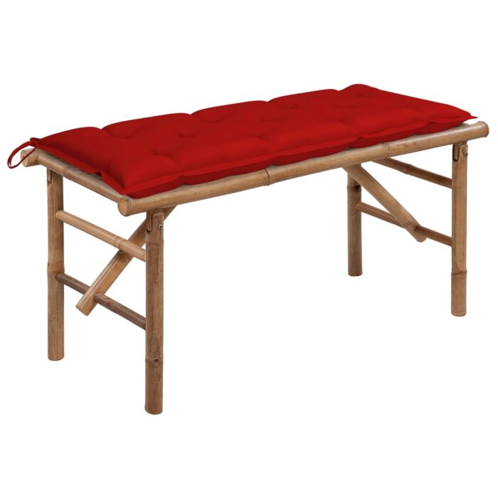 Banc de jardin pliable avec coussin 118 cm Bambou – Image 1
