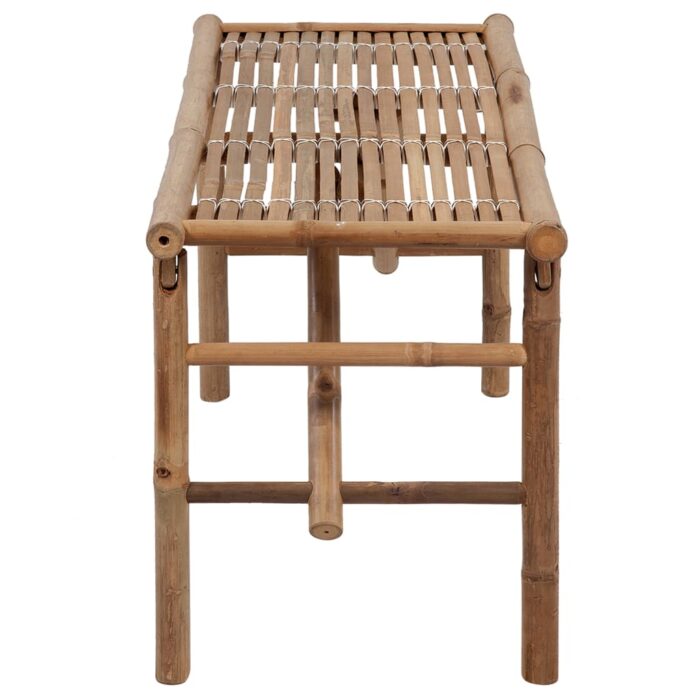 Banc de jardin pliable avec coussin 118 cm Bambou – Image 3