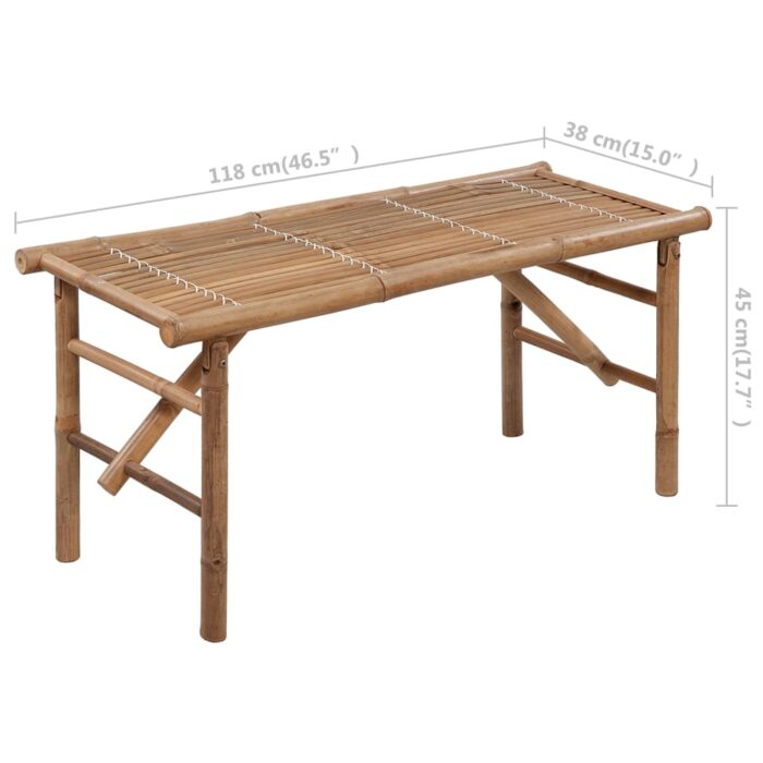 Banc de jardin pliable avec coussin 118 cm Bambou – Image 8