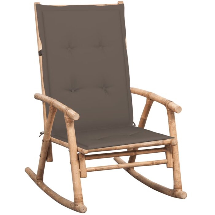 Chaise à bascule avec coussin Bambou – Image 1