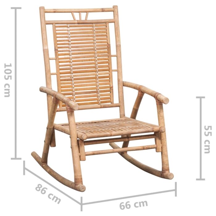 Chaise à bascule avec coussin Bambou – Image 7