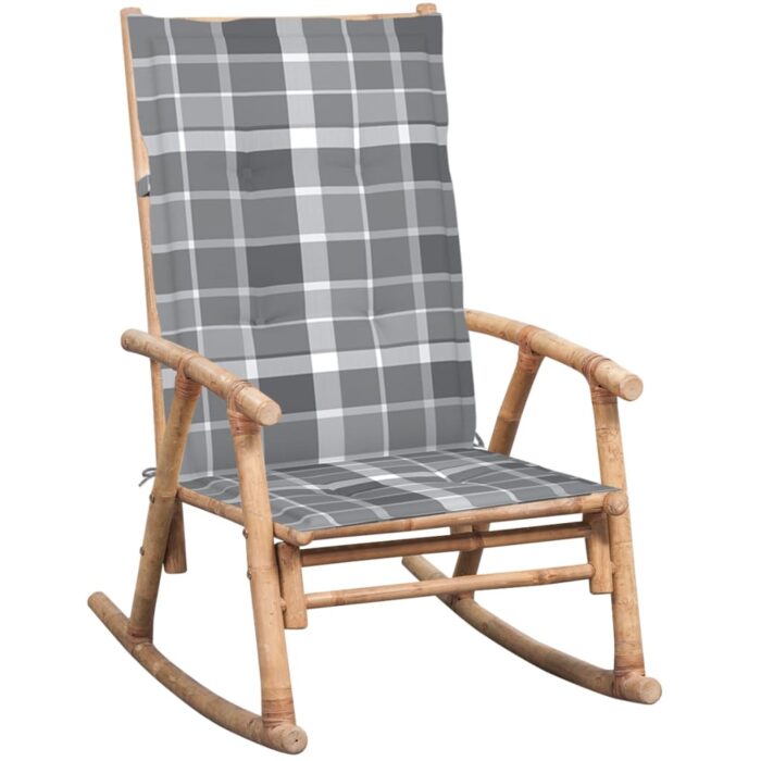 Chaise à bascule avec coussin Bambou – Image 1