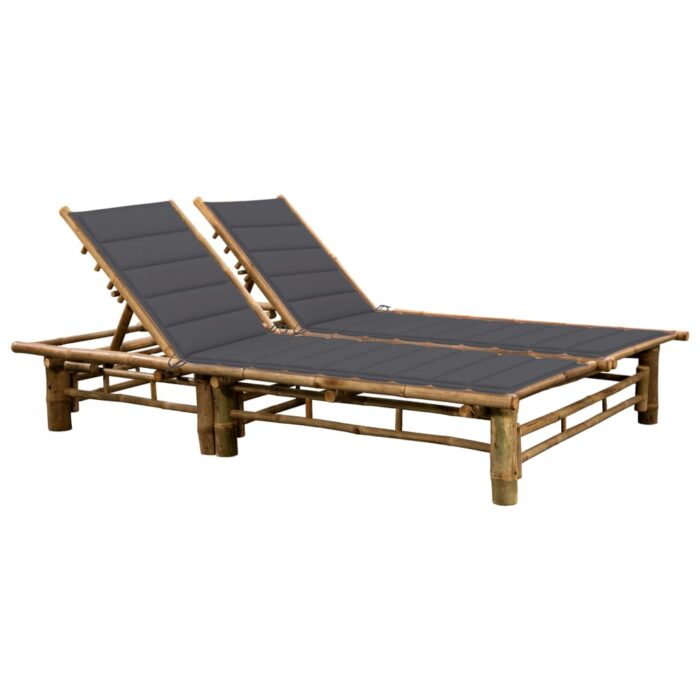 Chaise longue pour 2 personnes avec coussins Bambou – Image 1