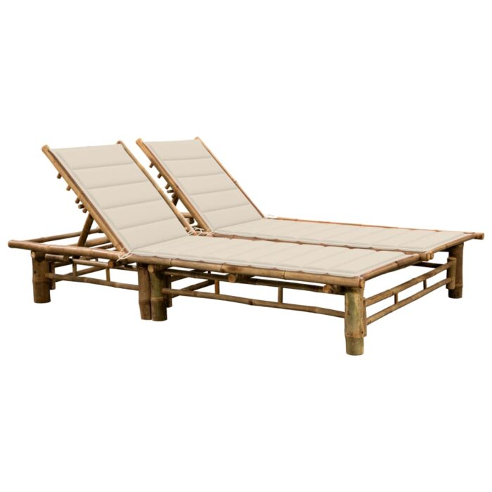 Chaise longue pour 2 personnes avec coussins Bambou – Image 1