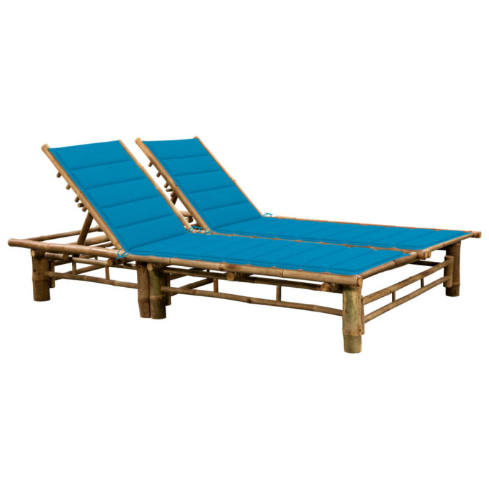 Chaise longue pour 2 personnes avec coussins Bambou – Image 1