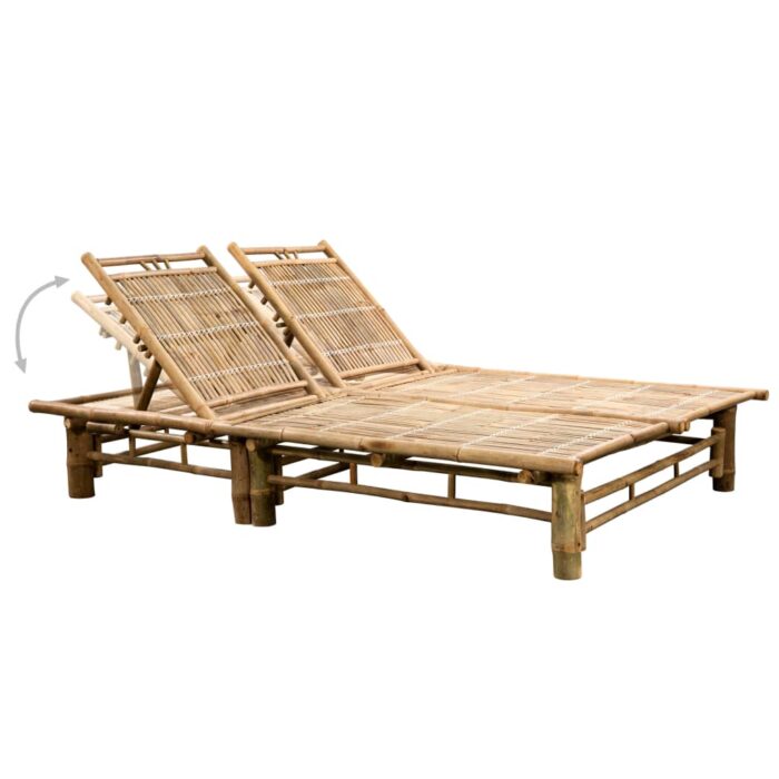 Chaise longue pour 2 personnes avec coussins Bambou – Image 2