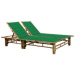 Chaise longue pour 2 personnes avec coussins Bambou