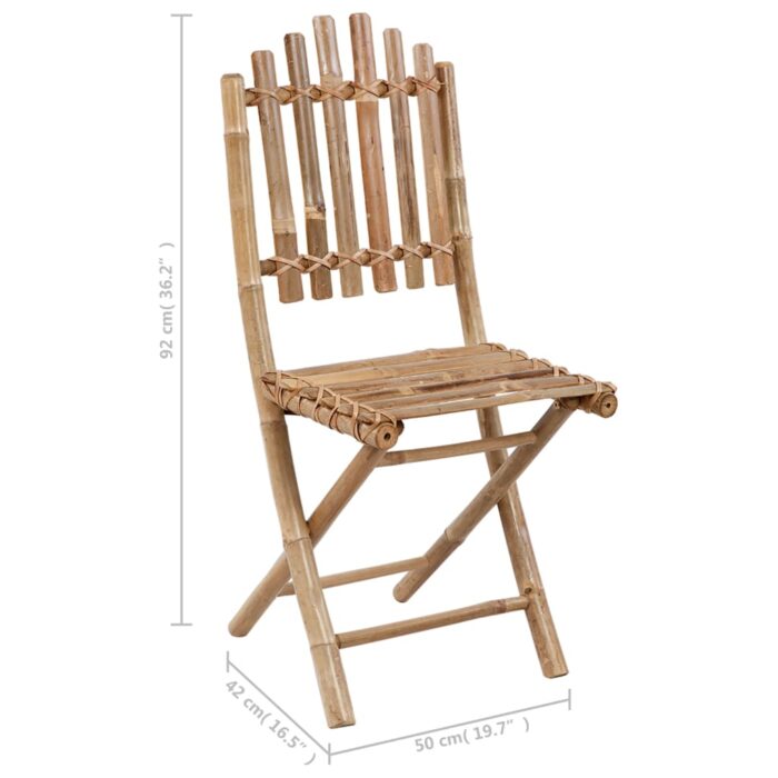 Chaises pliables de jardin lot de 2 avec coussins Bambou – Image 11