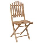 Chaises pliables de jardin lot de 2 avec coussins Bambou – Image 3