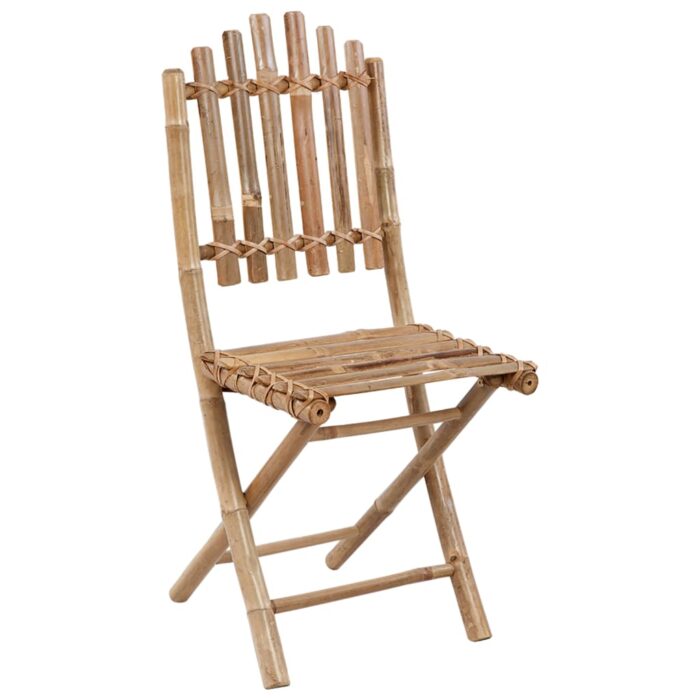 Chaises pliables de jardin lot de 2 avec coussins Bambou – Image 3