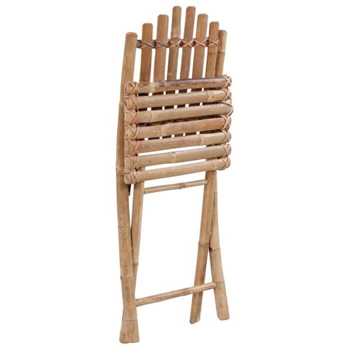 Chaises pliables de jardin lot de 2 avec coussins Bambou – Image 4