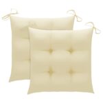 Chaises pliables de jardin lot de 2 avec coussins Bambou – Image 5