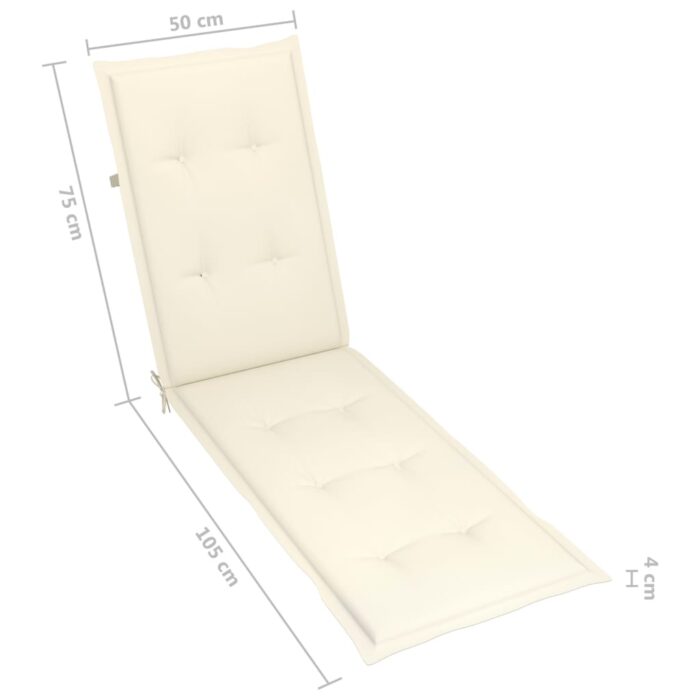 Chaise longue d'extérieur repose-pied et coussin Acacia solide – Image 10