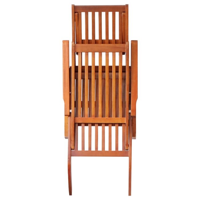 Chaise longue d'extérieur repose-pied et coussin Acacia solide – Image 3