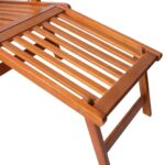 Chaise longue d'extérieur repose-pied et coussin Acacia solide – Image 4