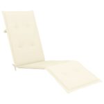 Chaise longue d'extérieur repose-pied et coussin Acacia solide – Image 5
