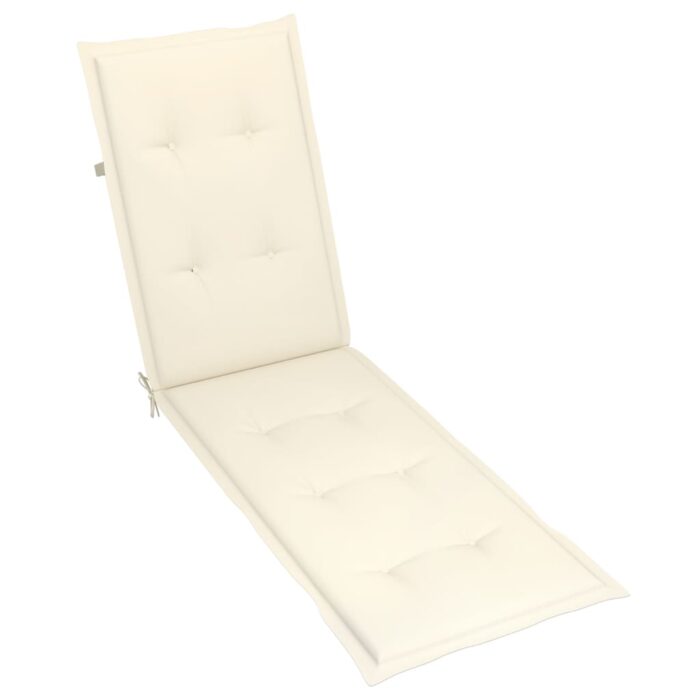 Chaise longue d'extérieur repose-pied et coussin Acacia solide – Image 6