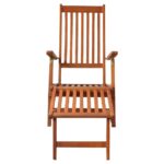 Chaise longue d'extérieur repose-pied et coussin Acacia solide – Image 2