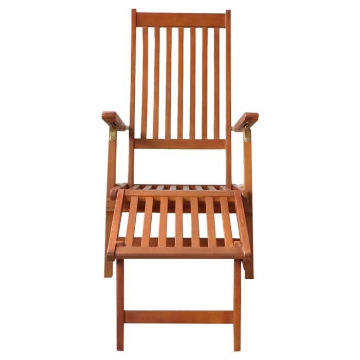 Chaise longue d'extérieur repose-pied et coussin Acacia solide – Image 2